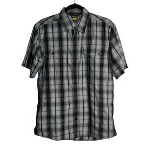 Eddie Bauer Travex Men’s S Black Gray Plaid Short Sleeve Button Up Performance